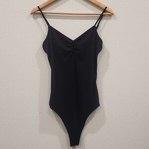 American Eagle Outfitters Ribbed Black Bodysuit Size Large